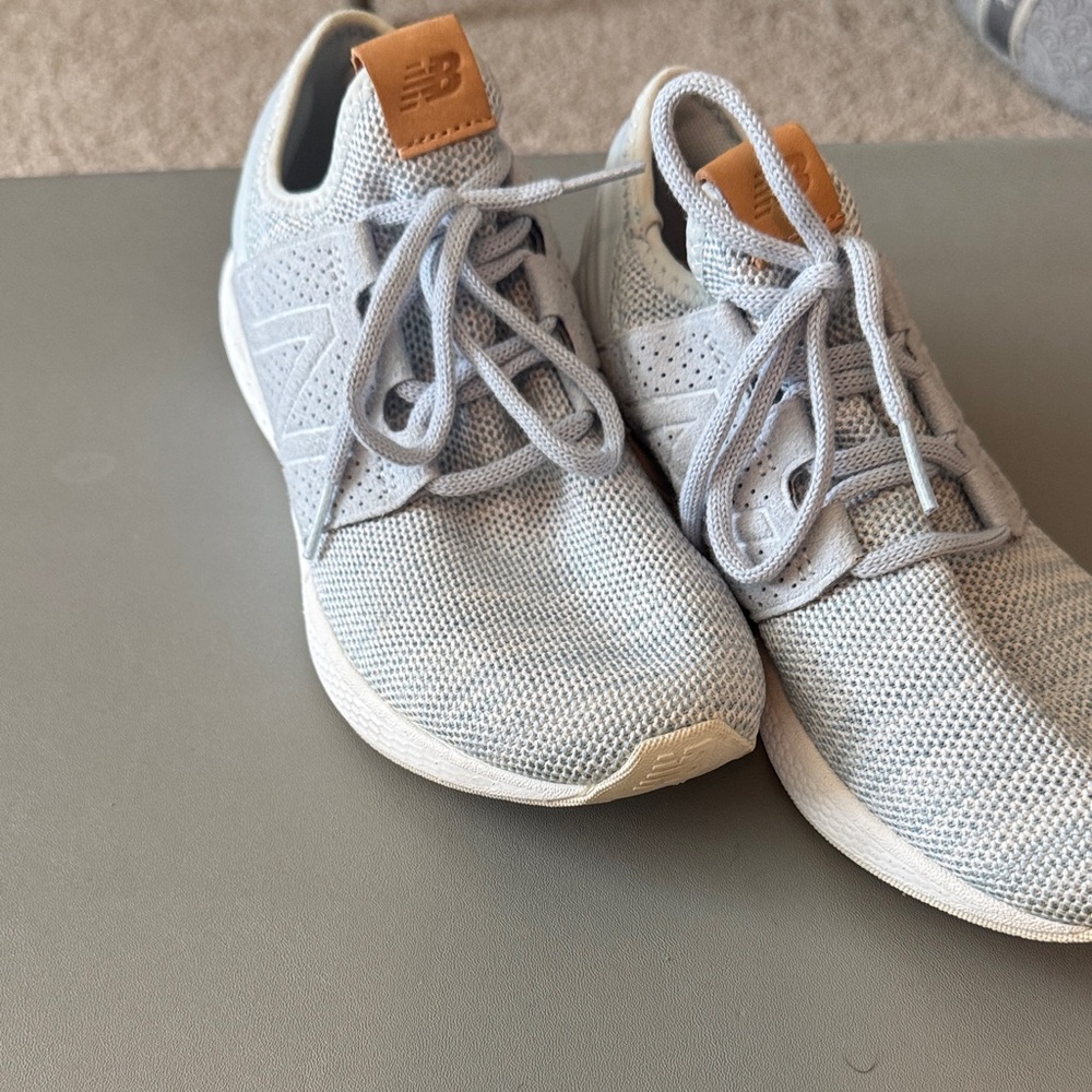 New Balance Light Blue Knit Sneakers